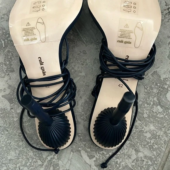 NEW Cult Gaia Soleil Lace Up Strappy Heel Sandals, Navy EU Size 42